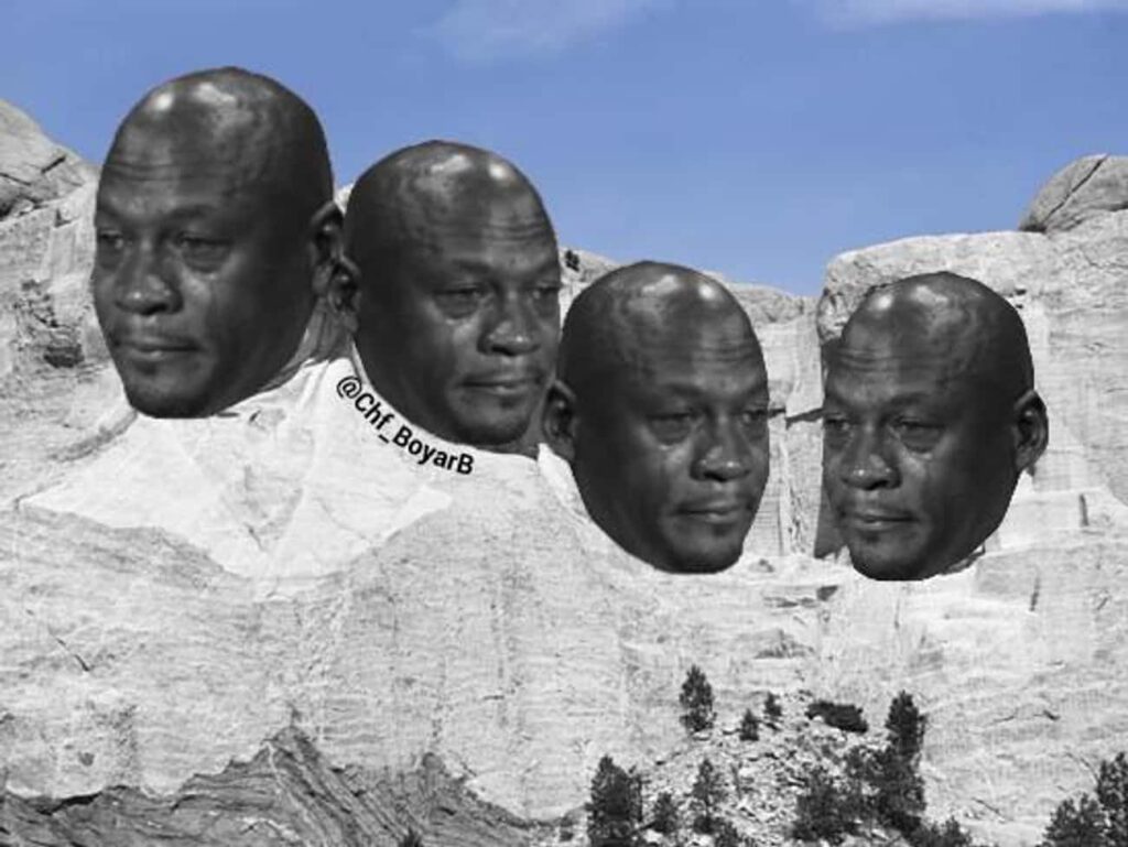 Crying Jordan meme Mount Rushmore