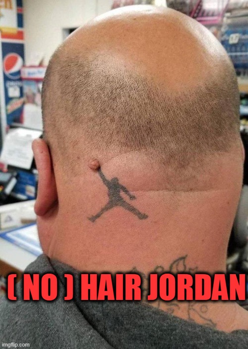 Jumpman meme - man shaved head with mole