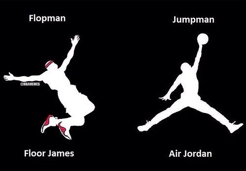 Jumpman meme - jumpman Jordan vs flopman Lebron