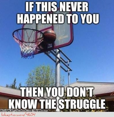 Basketball meme ball stuck in corner of rim
