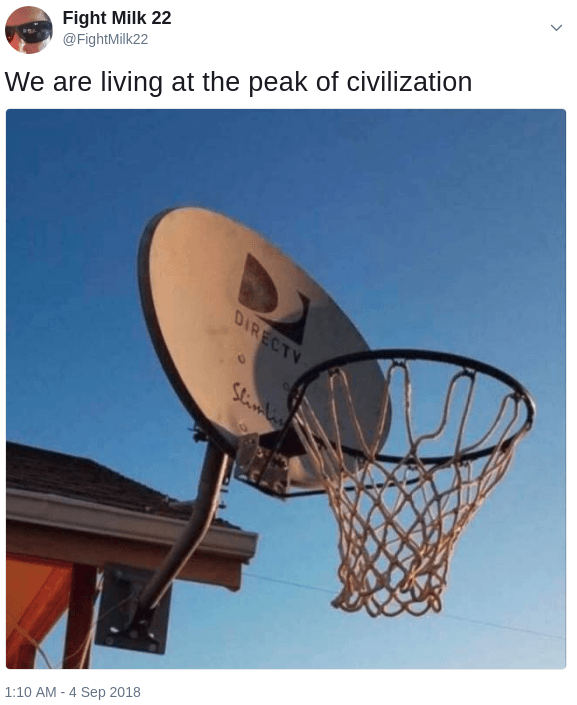 Basketball meme hoop mounted on Directv satellite
