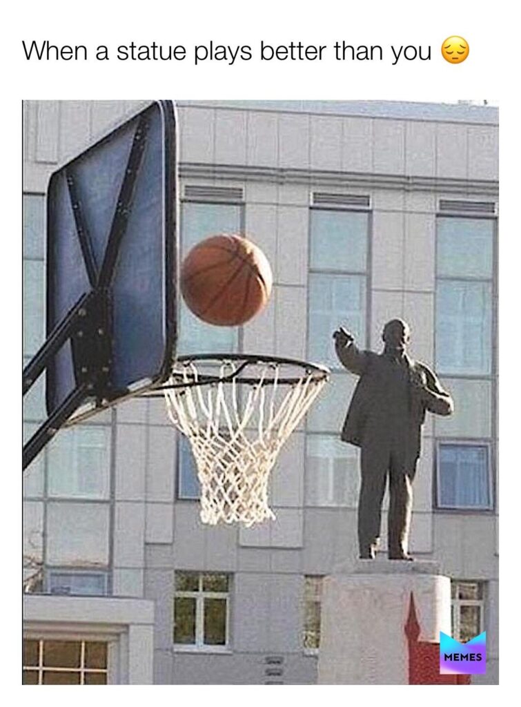 Basketball meme statue plays better than you