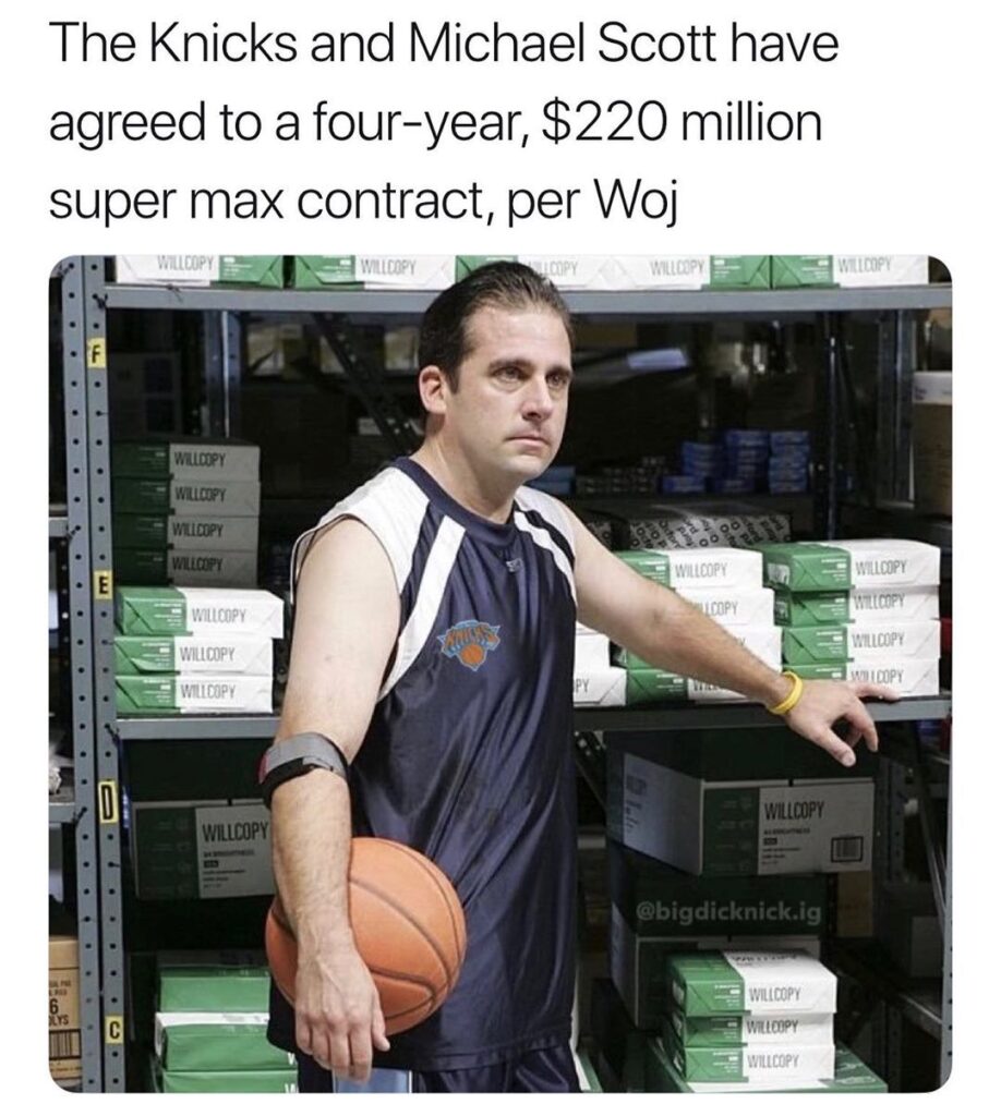 The Office basketball episode meme Michael Scott max contract