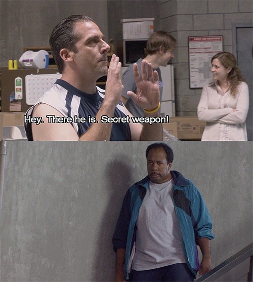 The Office basketball episode meme Stanley there he is secret weapon