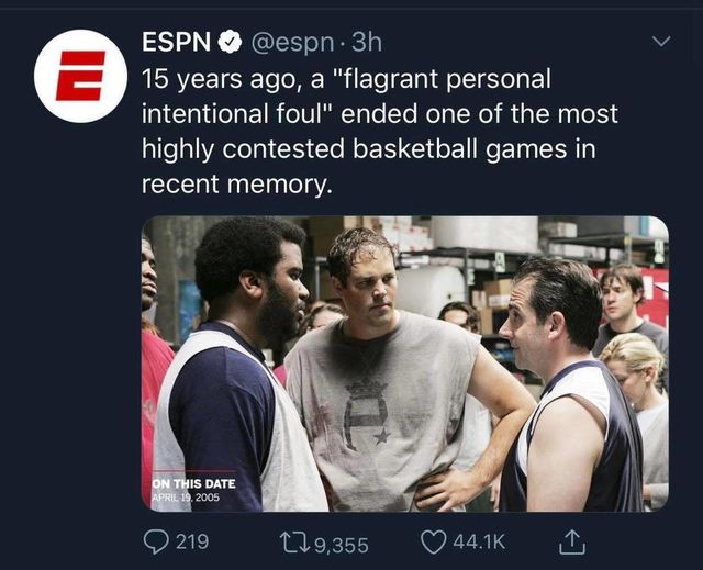 The Office basketball episode meme ESPN foul is most contested basketball games in recent memory