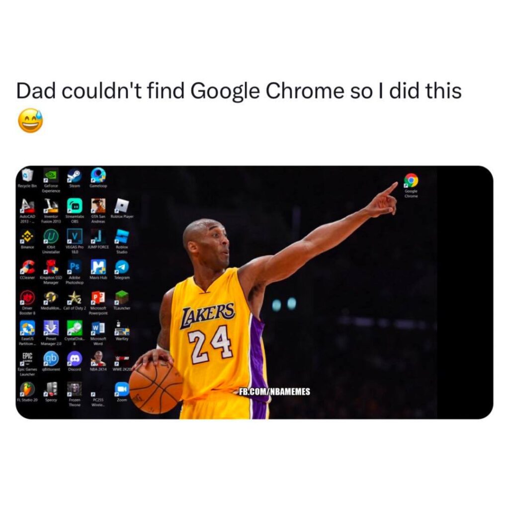 Kobe Bryant meme Google Chrome pointing desktop wallpaper