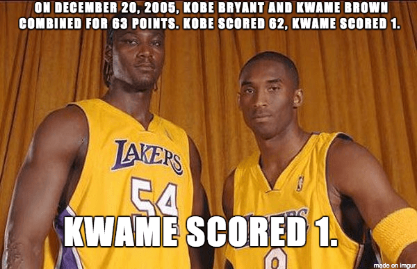 Kobe Bryant meme Kwame scored 1 Kobe scored 62