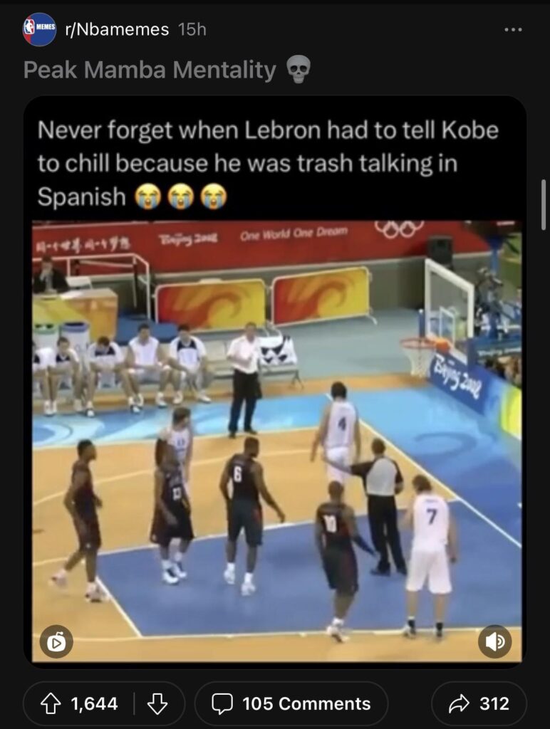 Kobe Bryant meme mamba mentality talking trash in Spanish