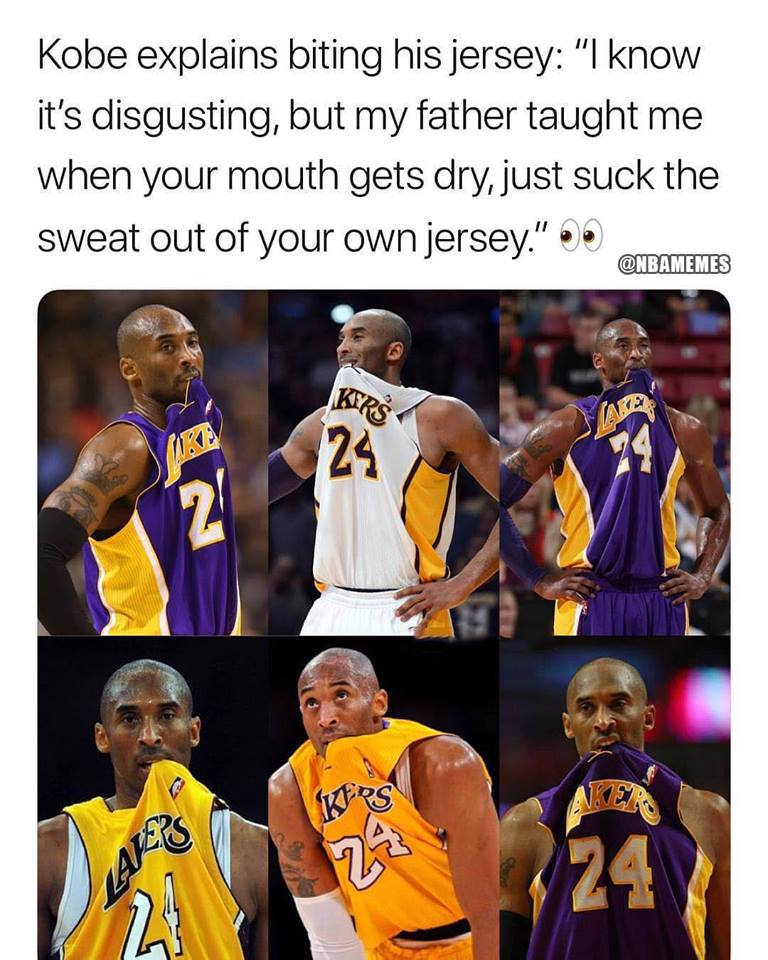 Kobe Bryant meme mamba mentality biting jersey