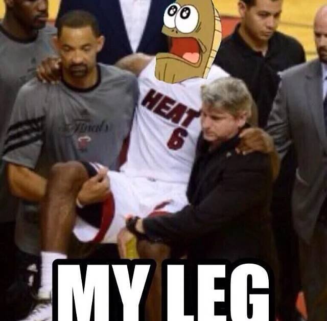 SpongeBob basketball meme My leg!