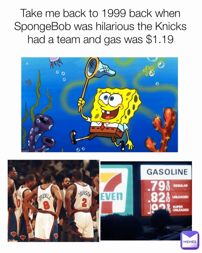 SpongeBob basketball meme back to 1999 when Knicks were good and gas was cheap