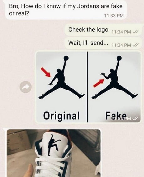 Fake Jordans meme text thread check logo