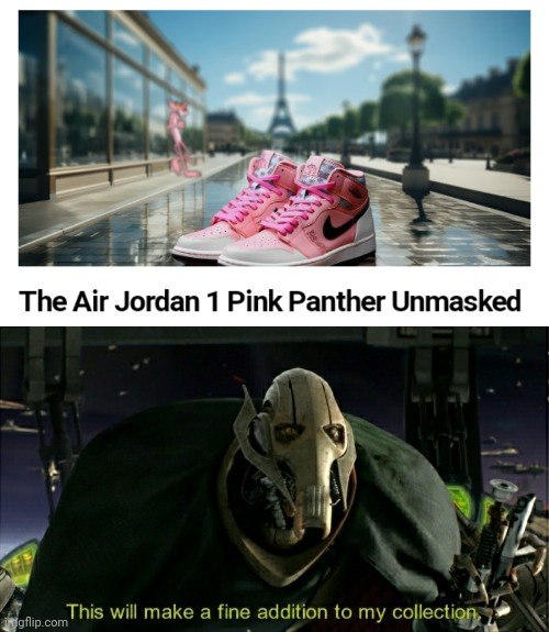 Air Jordan 1 shoe meme Pink Panther edition