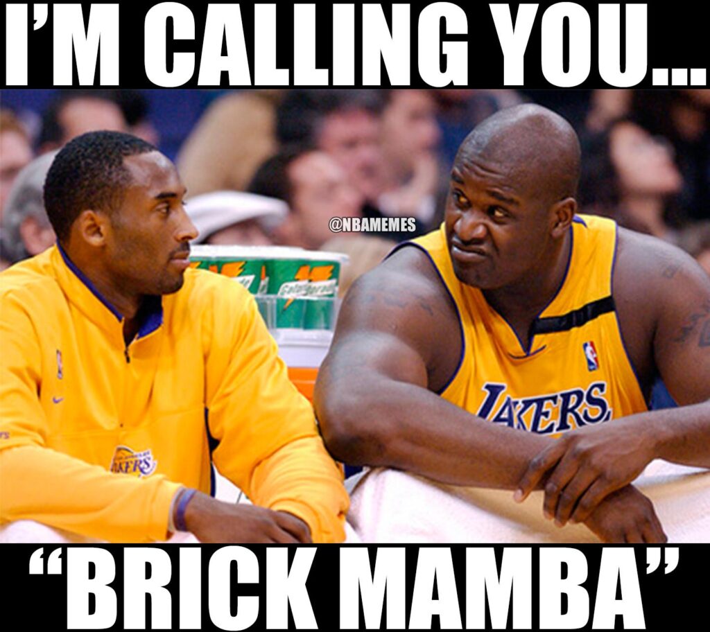 Kobe and Shaq meme I'm calling you Brick Mamba