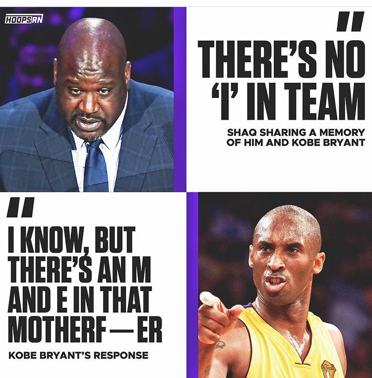 Kobe and Shaq meme there's no I in team