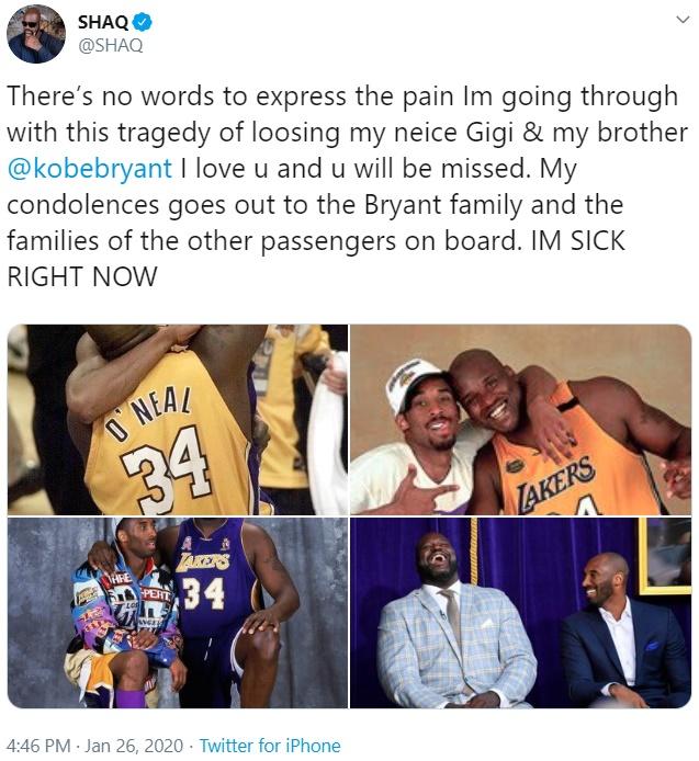 Kobe and Shaq meme Shaq's tribute to Kobe's death