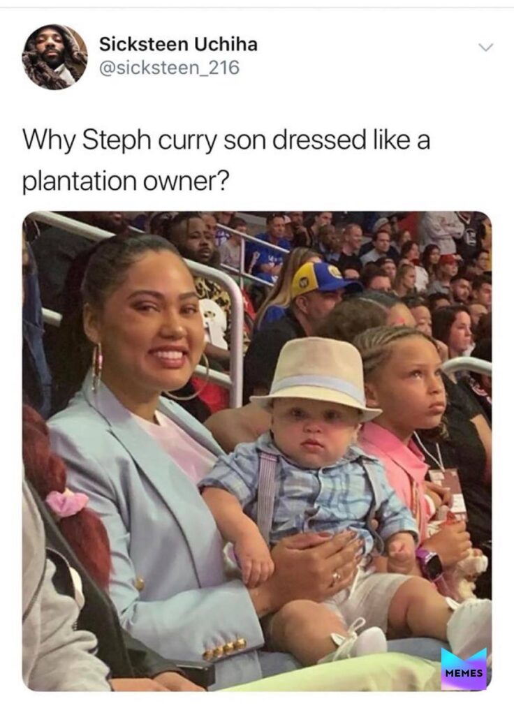 Steph Curry meme son dressed like plantation owner
