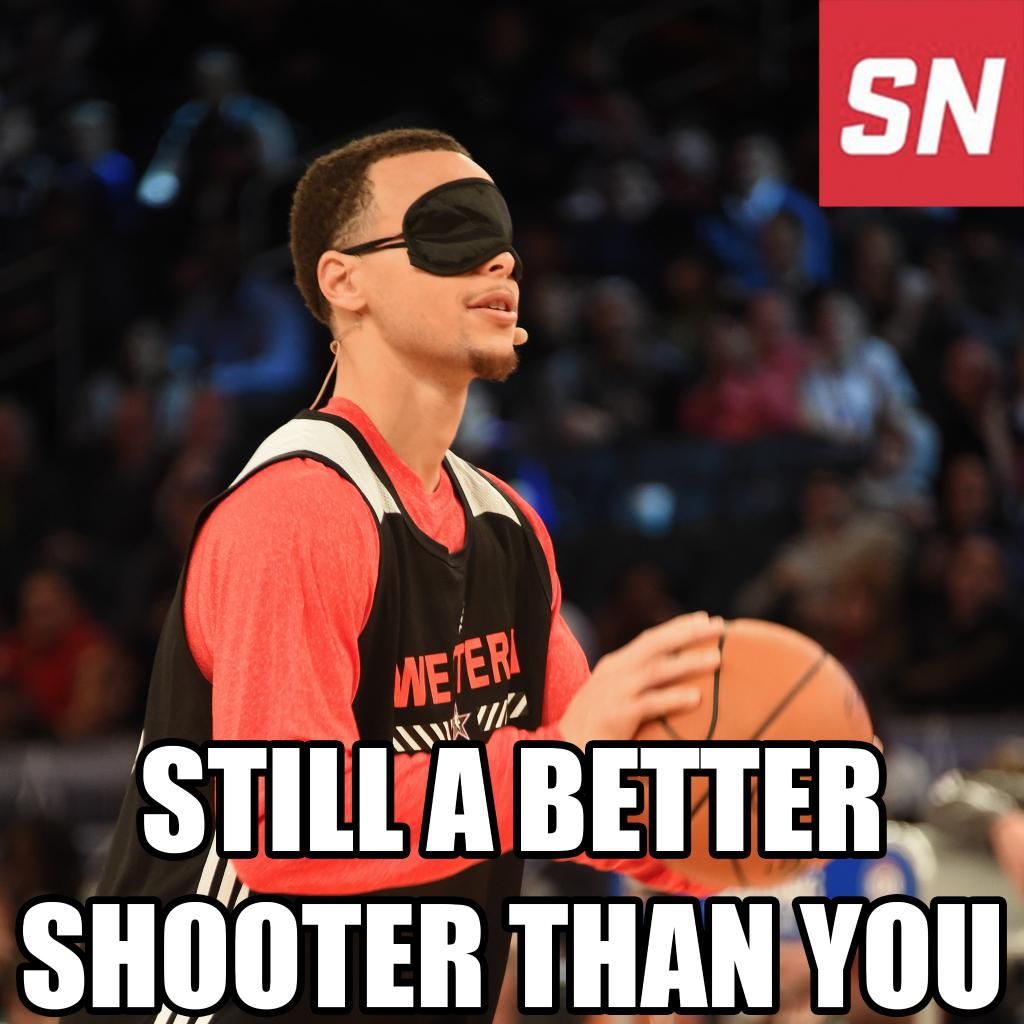 Steph Curry meme blindfolded still a better shooter