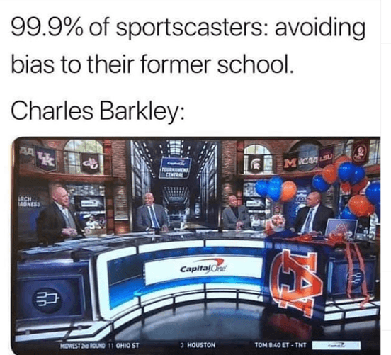Charles Barkley meme Inside the NBA Sportcasters avoiding bias to former school