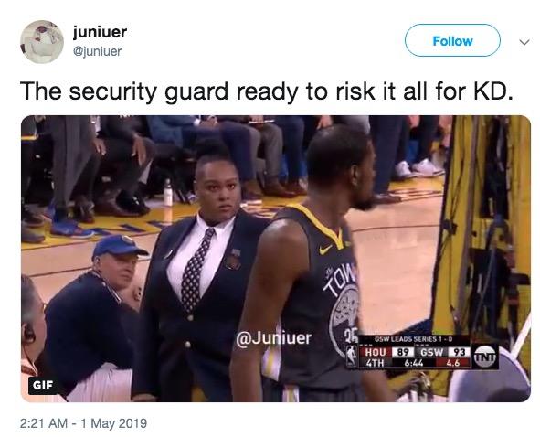 Kevin Durant meme security guard ready to risk it all for KD