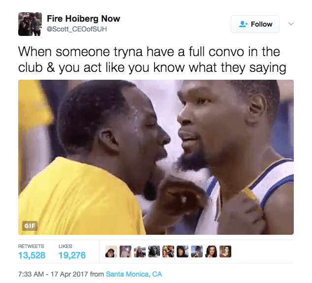 Kevin Durant meme talking to Draymond Green full convo in a club