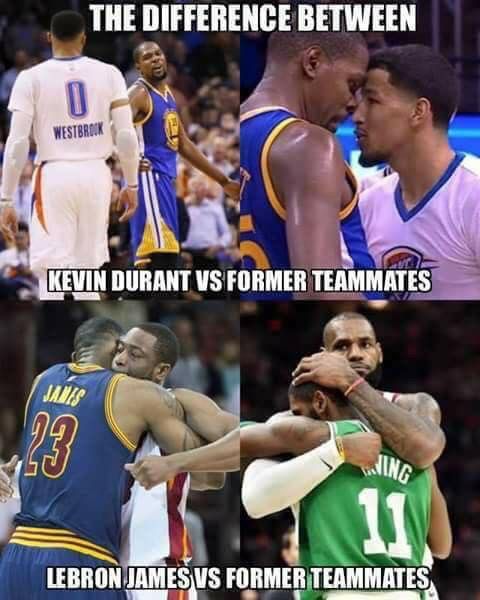 Kevin Durant meme difference between teammates compared to LeBron