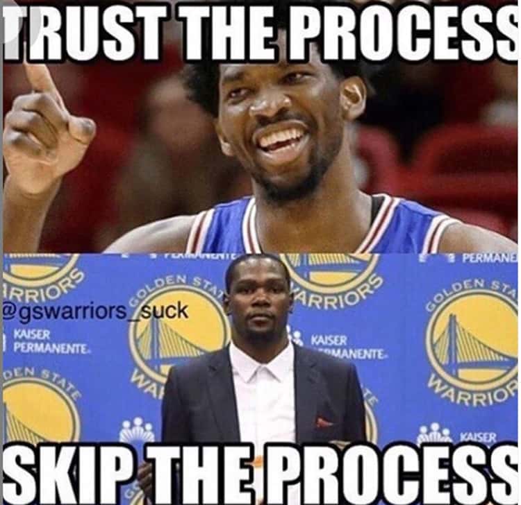 Kevin Durant meme trust the process skip the process