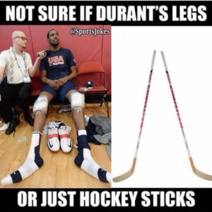 Kevin Durant feet hockey stick meme