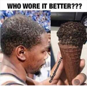 Kevin Durant meme hair ice cream cone who wore it better