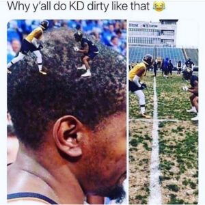 Kevin Durant hair meme football field no grass comparison