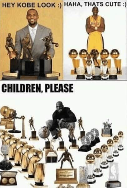 Michael Jordan trophy meme hardware comparison to Kobe & LeBron