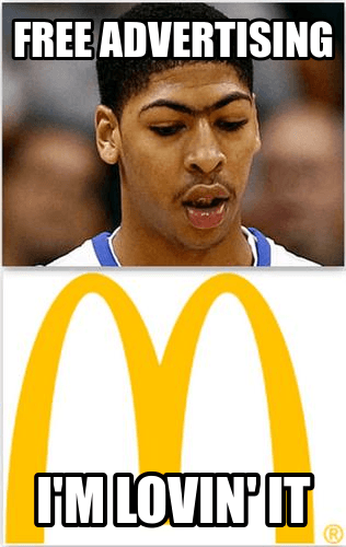 Anthony Davis meme McDonald's arch free advertising