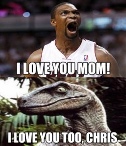 Chris Bosh meme Raptor I love you Mom