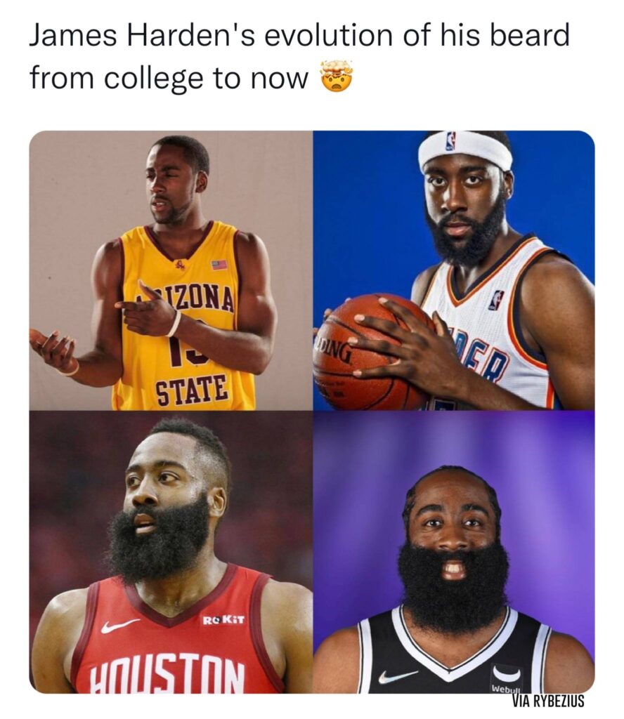 James Harden beard meme evolution from college to now