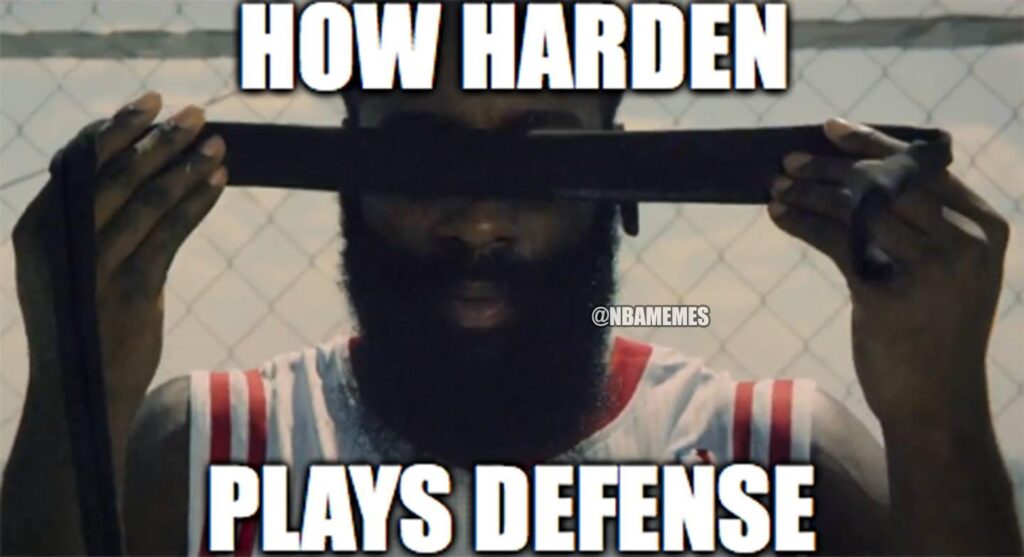 James Harden meme blindfold how he plays defense