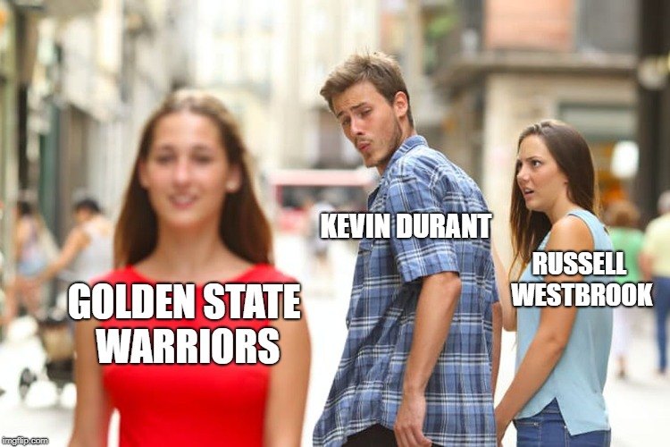 Russell Westbrook meme KD looking at Golden State Warriors
