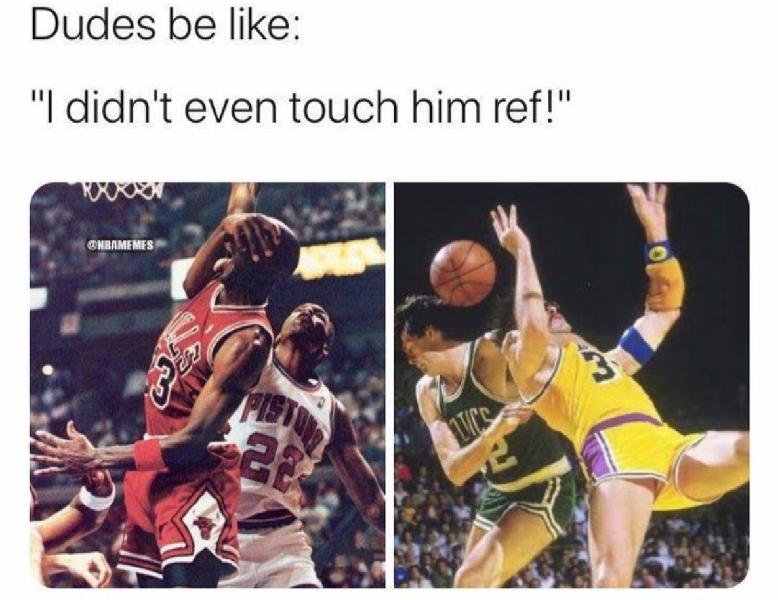 Basketball foul meme I didn't even touch him