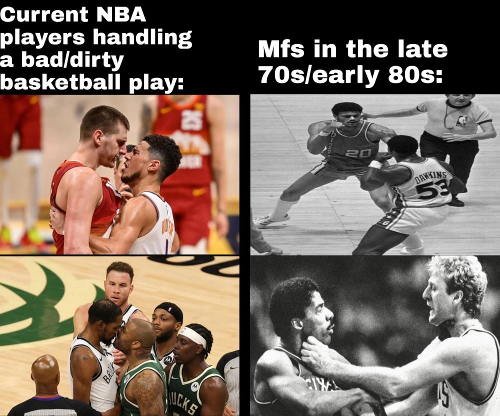 Basketball foul meme how players handle fouls in 70s 80s vs today