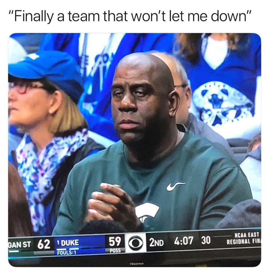 Magic Johnson meme Duke Michigan State score