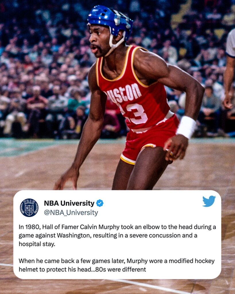 80s & 90s NBA meme Calvin Murphy wore modified hockey helmet