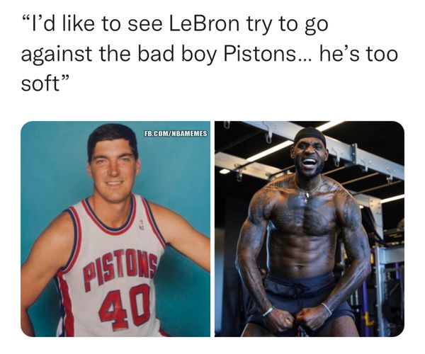80s & 90s NBA meme Bill Laimbeer Pistons vs LeBron