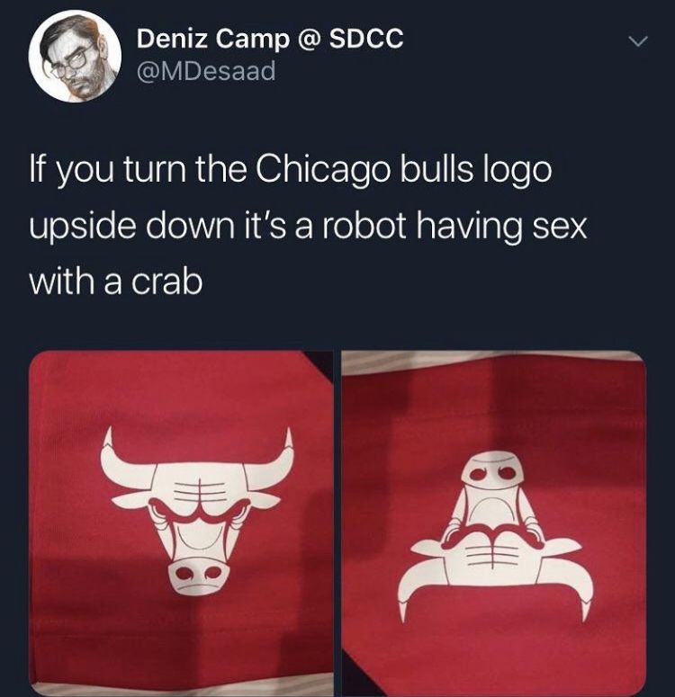 Chicago Bulls logo upside meme robot crab
