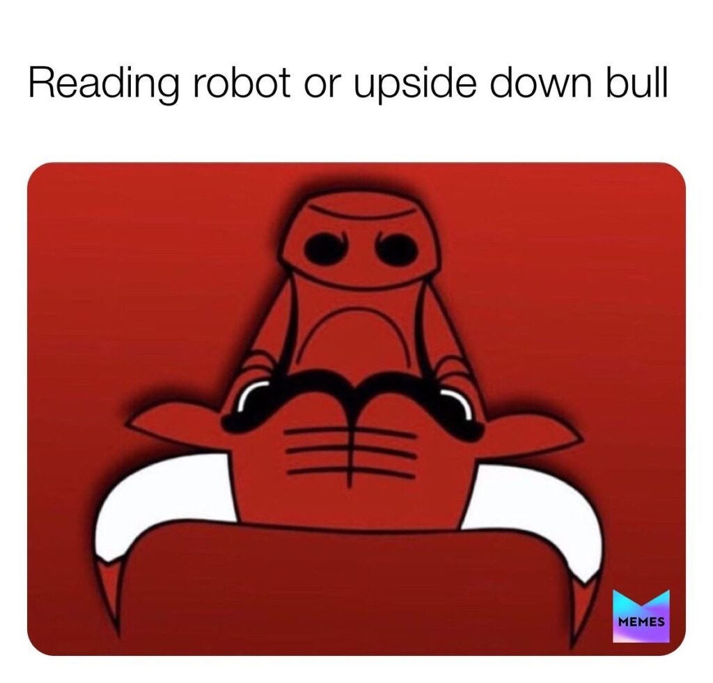 Chicago Bulls logo upside meme reading robot