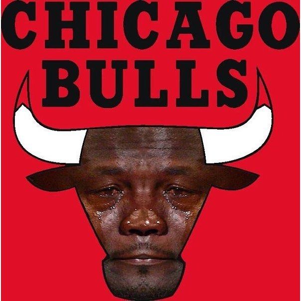Chicago Bulls meme Crying Jordan on Bulls logo